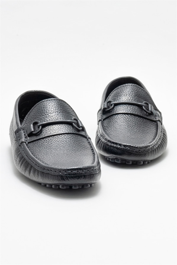 Siyah deri erkek günlük ayakkabı, günlük kullanım için - Elle Shoes