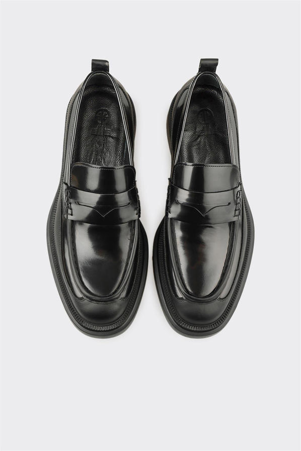 Siyah Deri Erkek Günlük Ayakkabı