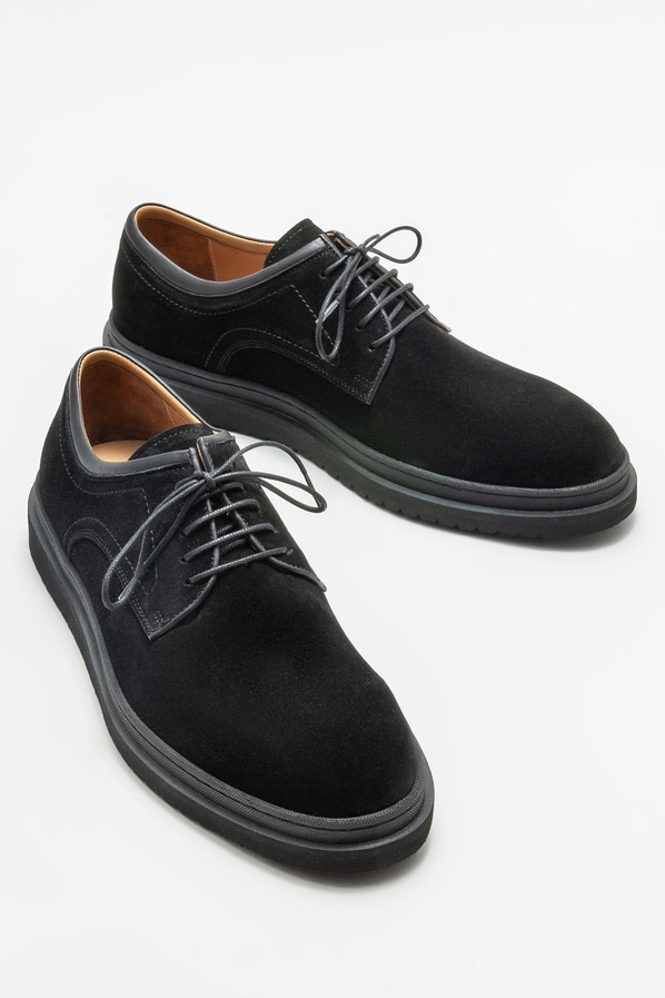 Siyah deri erkek günlük ayakkabı, günlük kullanım için - Elle Shoes