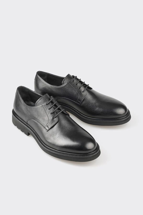 Siyah deri erkek günlük ayakkabı, günlük kullanım için - Elle Shoes