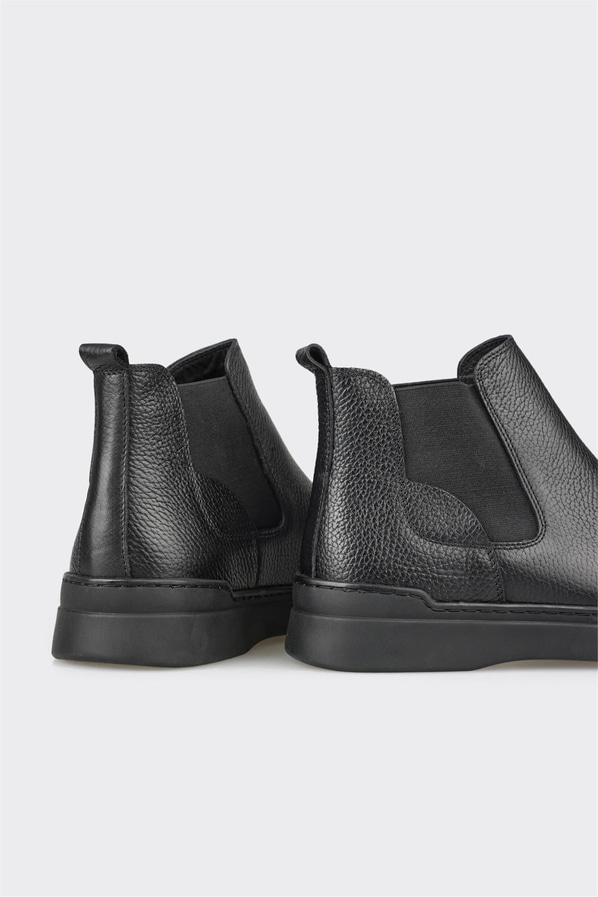 Siyah deri erkek günlük bot, günlük kullanım için - Elle Shoes