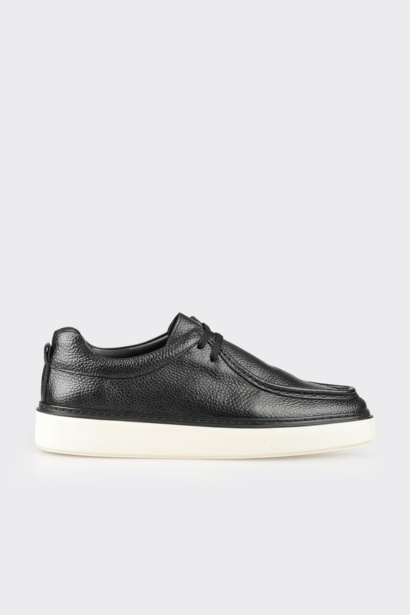 Siyah deri erkek günlük ayakkabı, günlük kullanım için - Elle Shoes