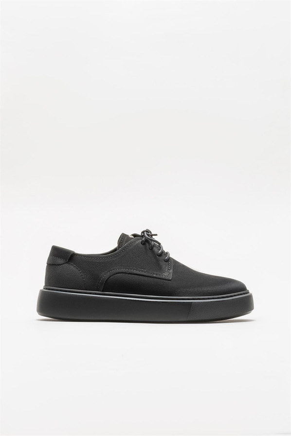 Siyah deri erkek günlük ayakkabı, günlük kullanım için - Elle Shoes