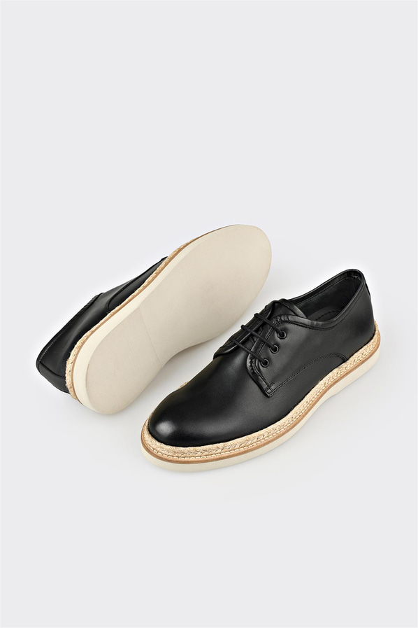 Siyah deri erkek günlük ayakkabı, günlük kullanım için - Elle Shoes