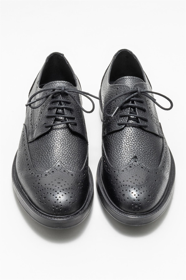 Siyah deri erkek günlük ayakkabı, günlük kullanım için - Elle Shoes