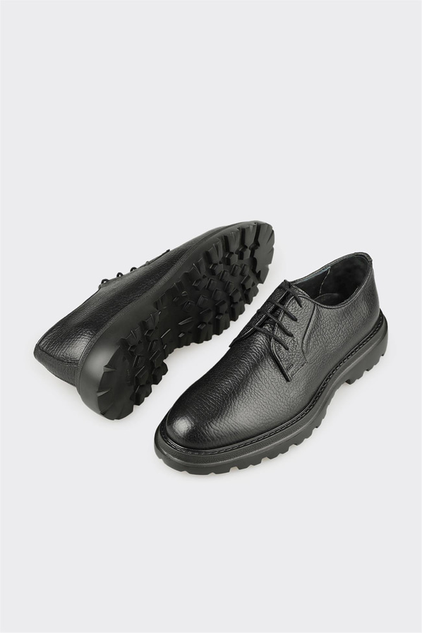 Siyah Deri Erkek Günlük Ayakkabı