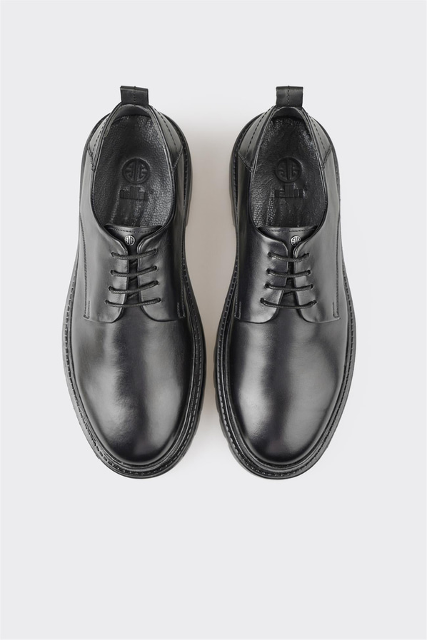 Siyah deri erkek günlük ayakkabı, günlük kullanım için - Elle Shoes