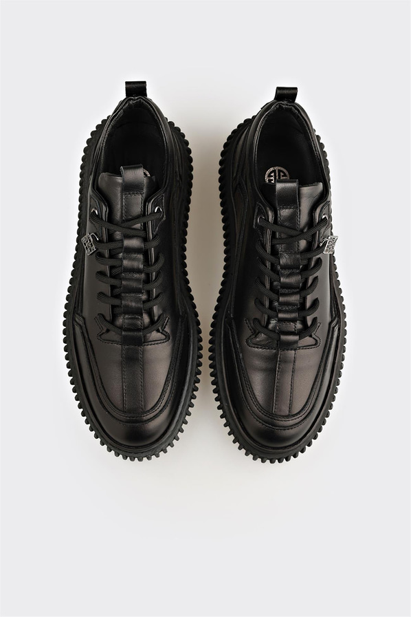 Siyah Deri Erkek Günlük Ayakkabı