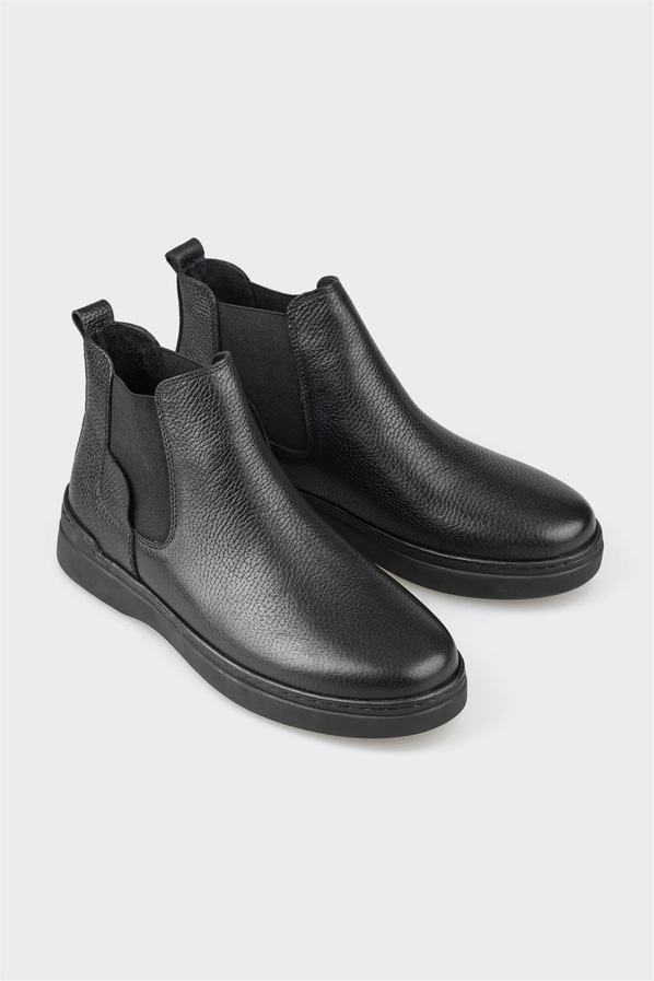 Siyah deri erkek günlük bot, günlük kullanım için - Elle Shoes