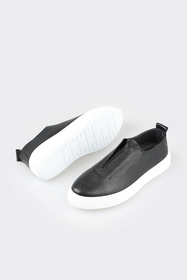 Siyah deri erkek günlük ayakkabı, günlük kullanım için - Elle Shoes