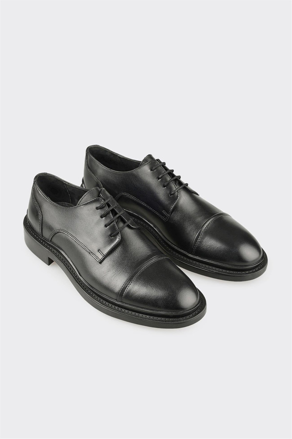 Siyah Deri Erkek Günlük Ayakkabı