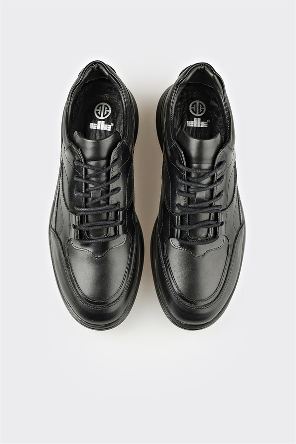 Siyah Deri Erkek Günlük Ayakkabı