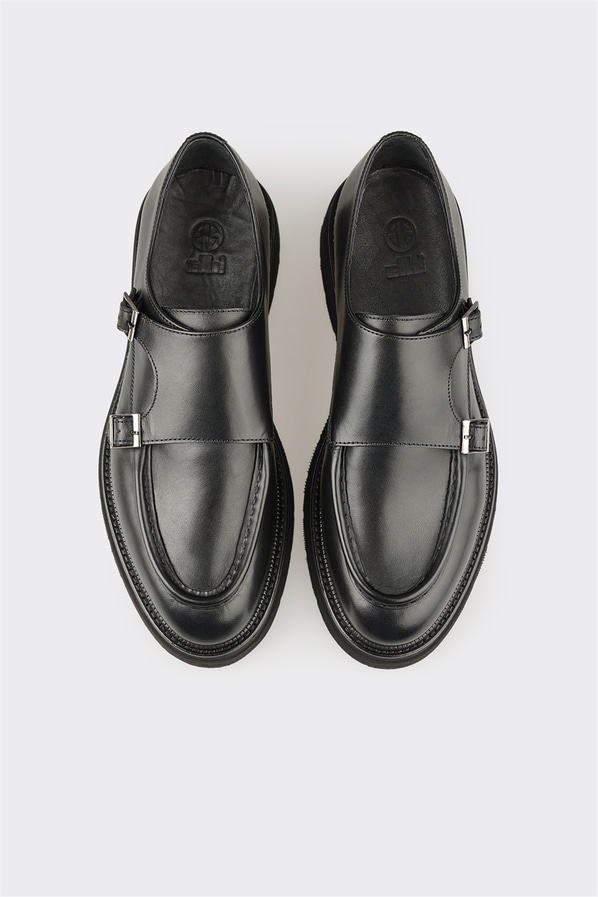 Siyah deri erkek loafer, günlük kullanım için - Elle Shoes