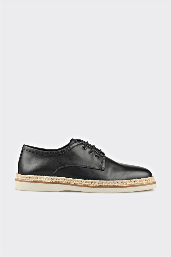Siyah deri erkek günlük ayakkabı, günlük kullanım için - Elle Shoes