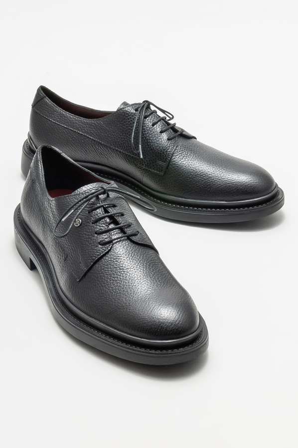 Siyah deri erkek günlük ayakkabı, günlük kullanım için - Elle Shoes