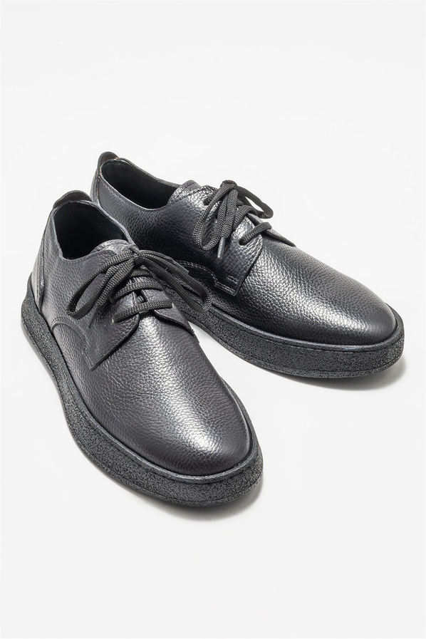 Siyah deri erkek günlük ayakkabı, günlük kullanım için - Elle Shoes