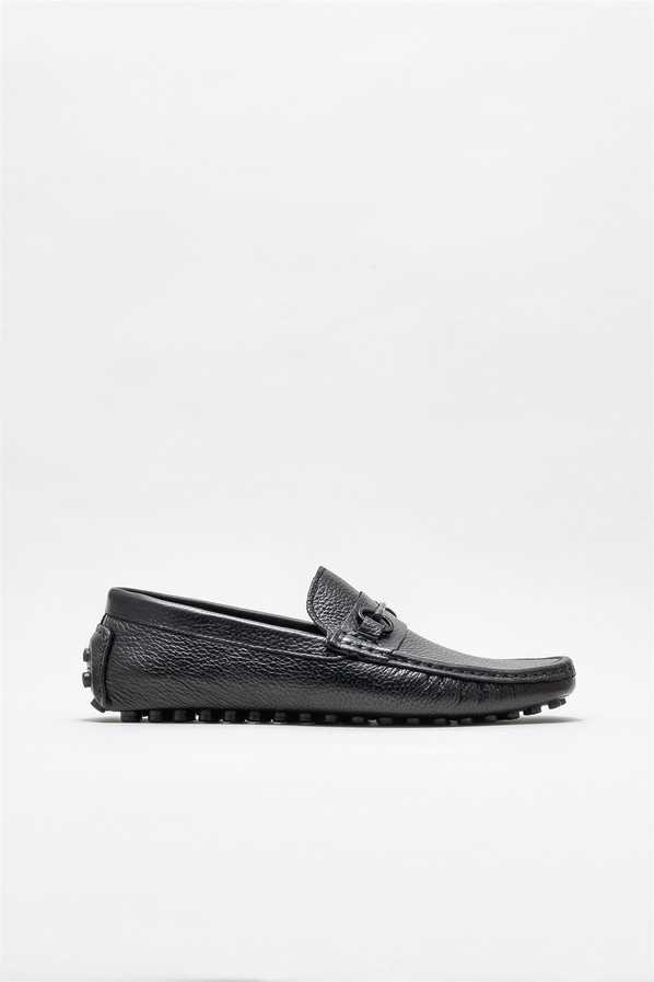 Siyah deri erkek günlük ayakkabı, günlük kullanım için - Elle Shoes