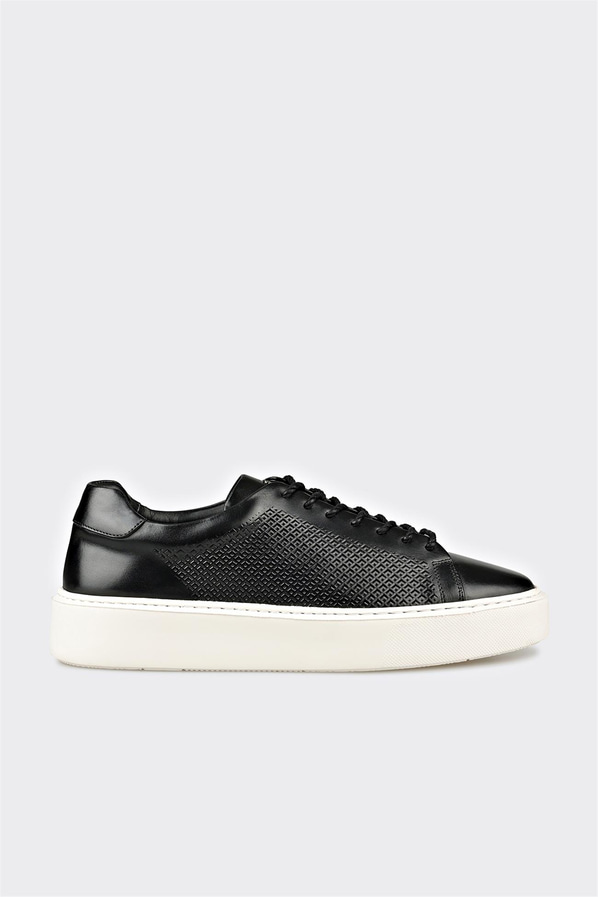 Siyah deri erkek günlük ayakkabı, günlük kullanım için - Elle Shoes