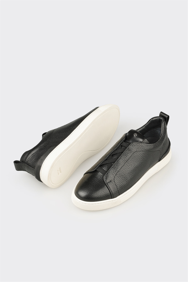 Siyah deri erkek günlük ayakkabı, günlük kullanım için - Elle Shoes
