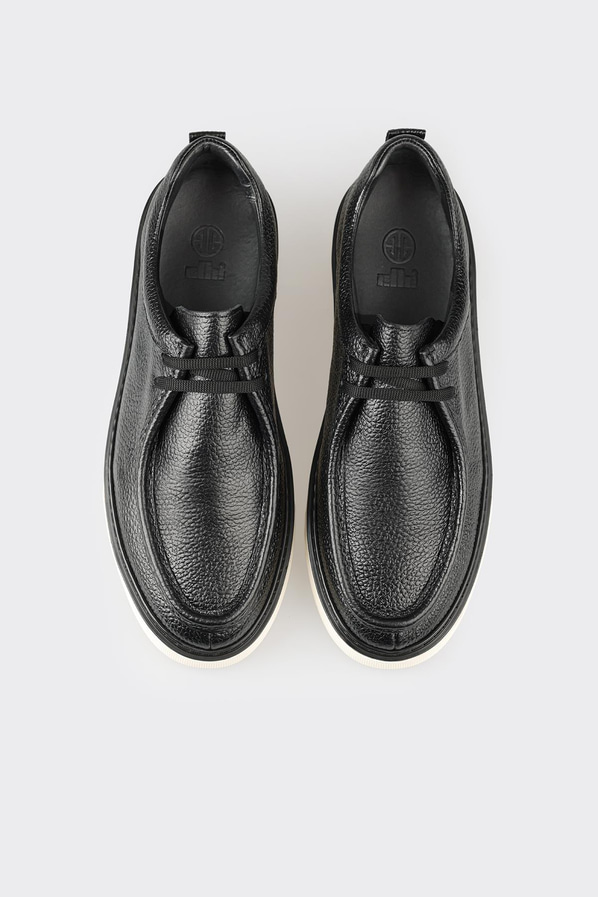 Siyah deri erkek günlük ayakkabı, günlük kullanım için - Elle Shoes