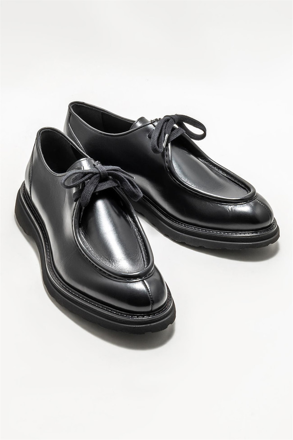 Siyah deri erkek günlük ayakkabı, günlük kullanım için - Elle Shoes