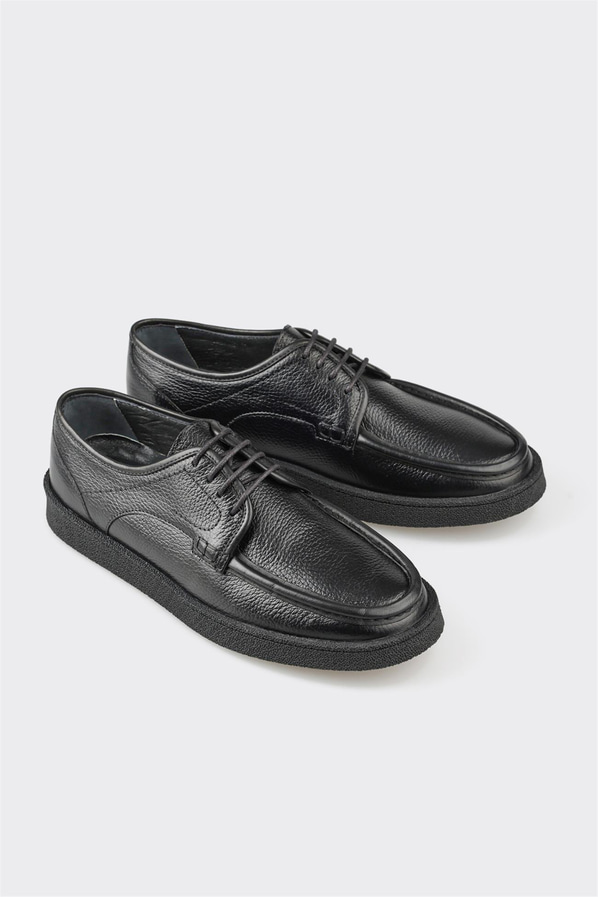 Siyah deri erkek günlük ayakkabı, günlük kullanım için - Elle Shoes