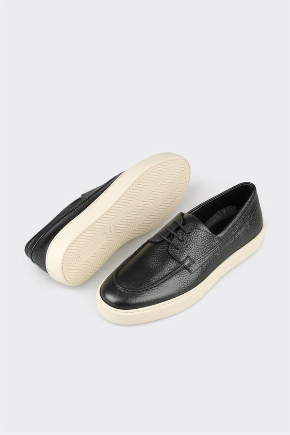 Siyah deri ve süet erkek günlük ayakkabı, günlük kullanım için - Elle Shoes