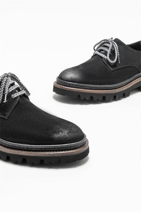 Siyah deri erkek günlük ayakkabı, günlük kullanım için - Elle Shoes