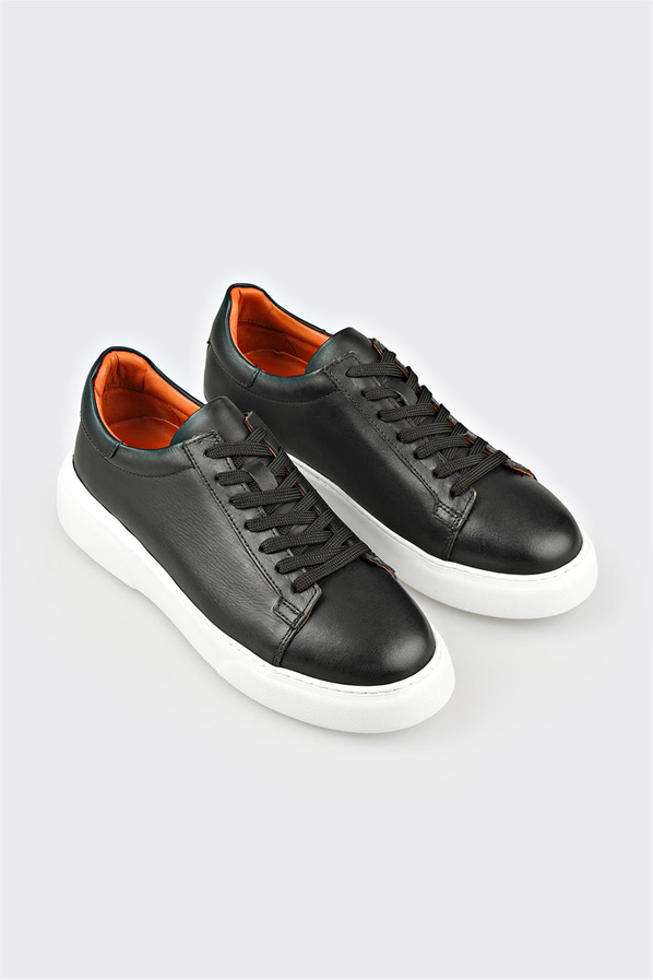 Siyah Deri Erkek Günlük Ayakkabı