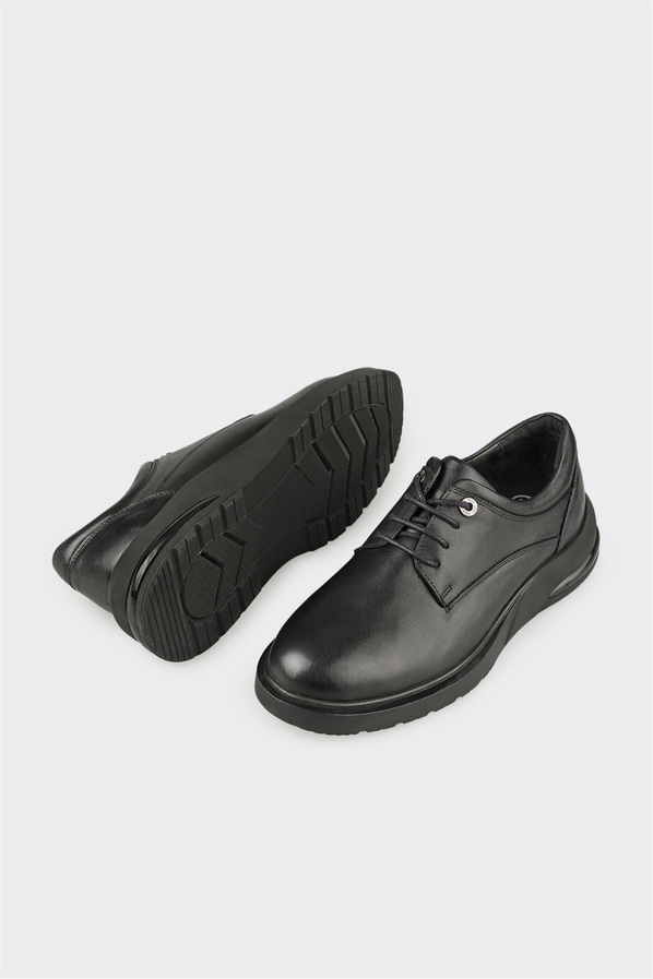 Siyah Deri Erkek Günlük Ayakkabı