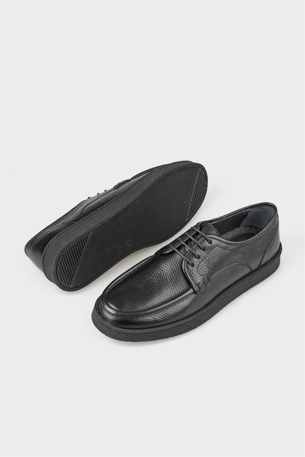 Siyah deri erkek günlük ayakkabı, günlük kullanım için - Elle Shoes