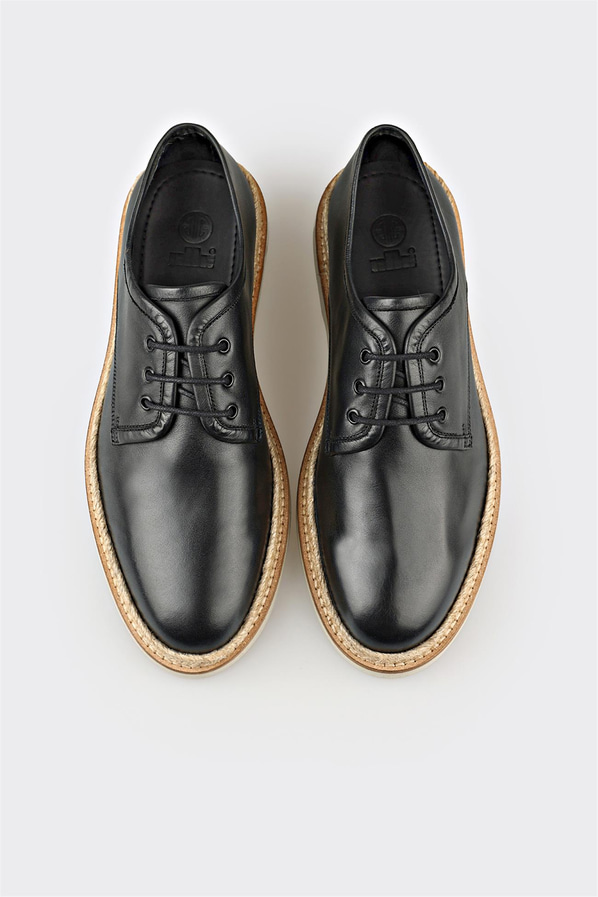 Siyah deri erkek günlük ayakkabı, günlük kullanım için - Elle Shoes