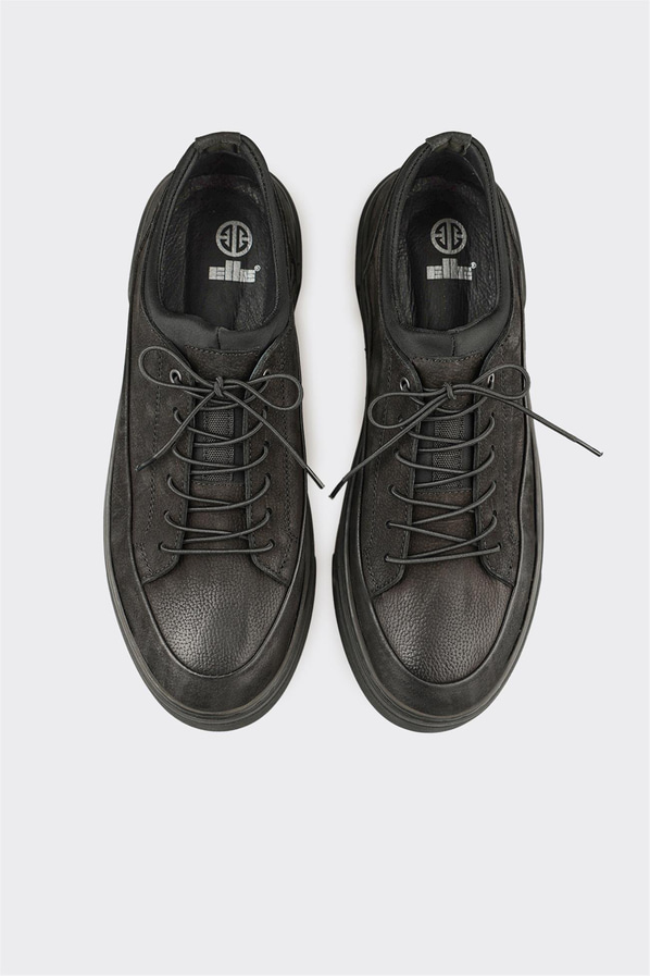 Siyah Deri Erkek Günlük Ayakkabı