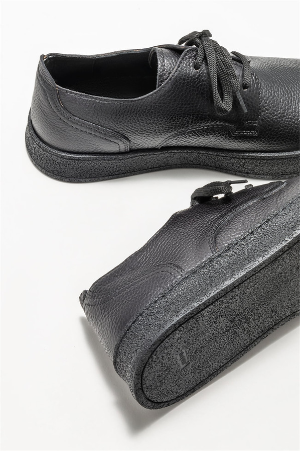 Siyah deri erkek günlük ayakkabı, günlük kullanım için - Elle Shoes