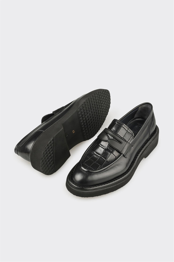 Siyah Deri Erkek Günlük Ayakkabı