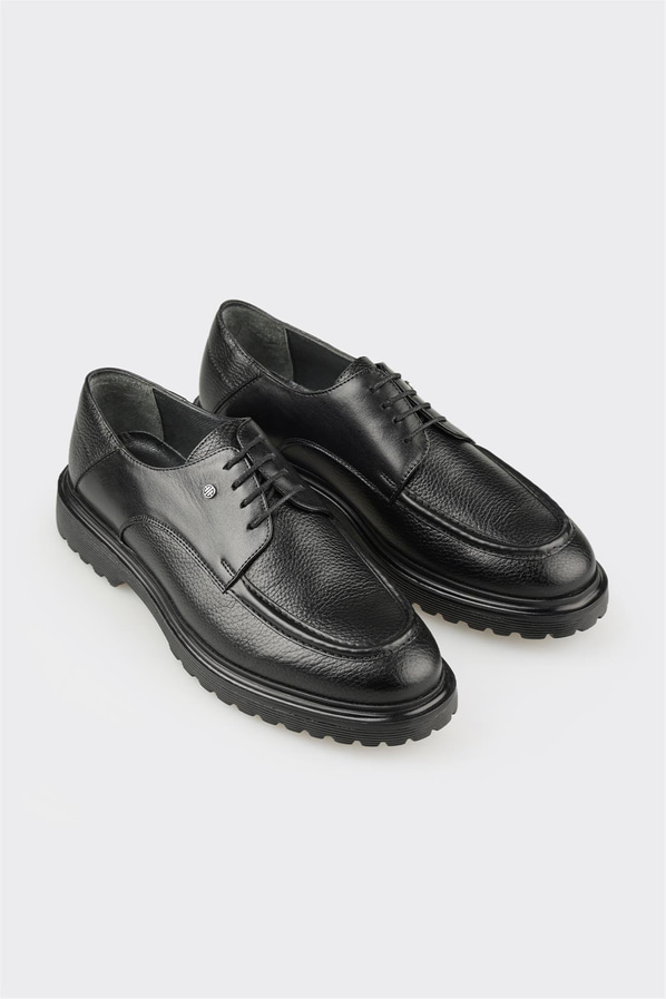Siyah Deri Erkek Günlük Ayakkabı