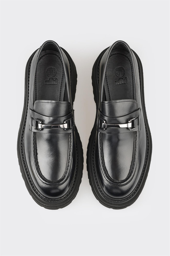 Siyah deri erkek günlük ayakkabı, günlük kullanım için - Elle Shoes