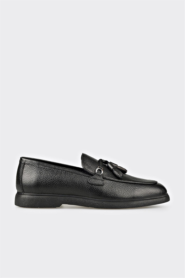 Siyah deri erkek günlük ayakkabı, günlük kullanım için - Elle Shoes