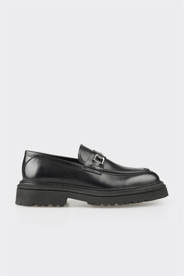 Siyah deri erkek günlük ayakkabı, günlük kullanım için - Elle Shoes