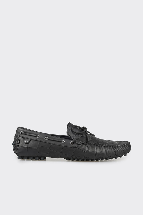 Siyah deri erkek loafer, günlük kullanım için - Elle Shoes