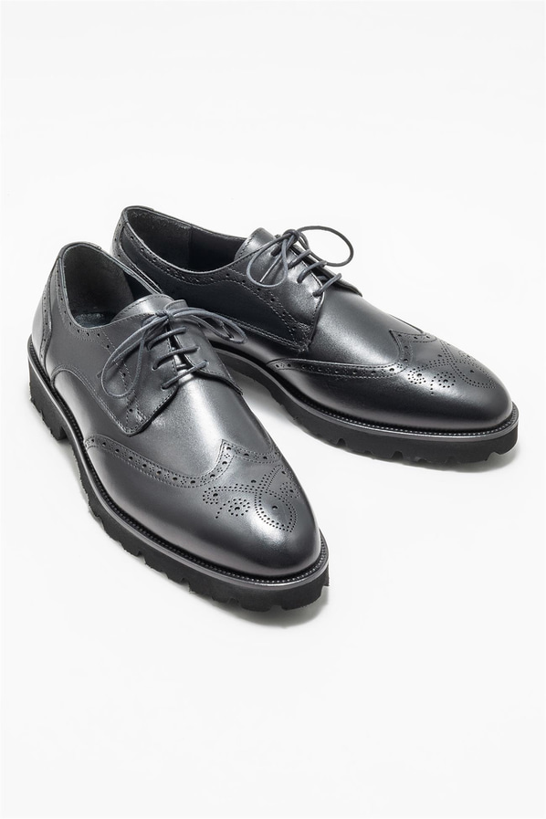 Siyah deri erkek günlük ayakkabı, günlük kullanım için - Elle Shoes