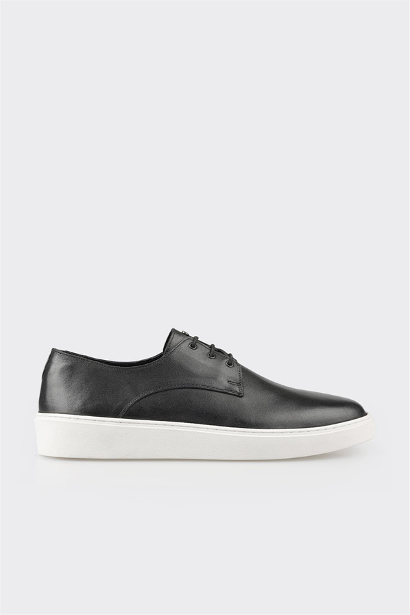 Siyah deri erkek günlük ayakkabı, günlük kullanım için - Elle Shoes
