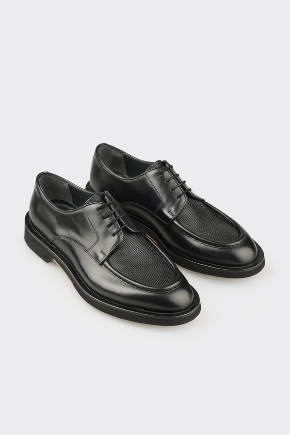 Siyah deri erkek günlük ayakkabı, günlük kullanım için - Elle Shoes
