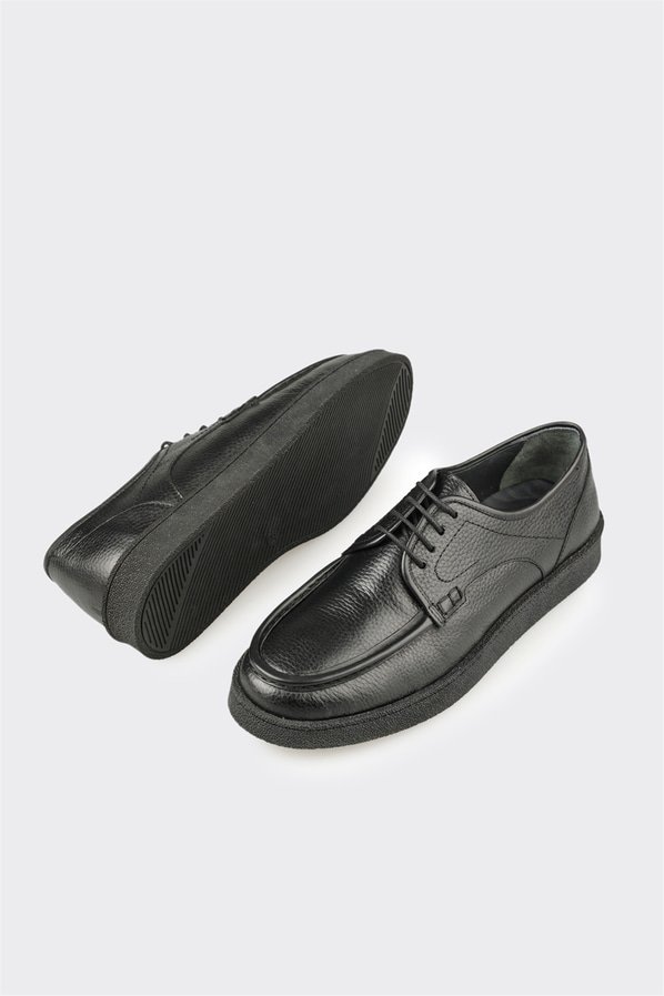 Siyah deri erkek günlük ayakkabı, günlük kullanım için - Elle Shoes