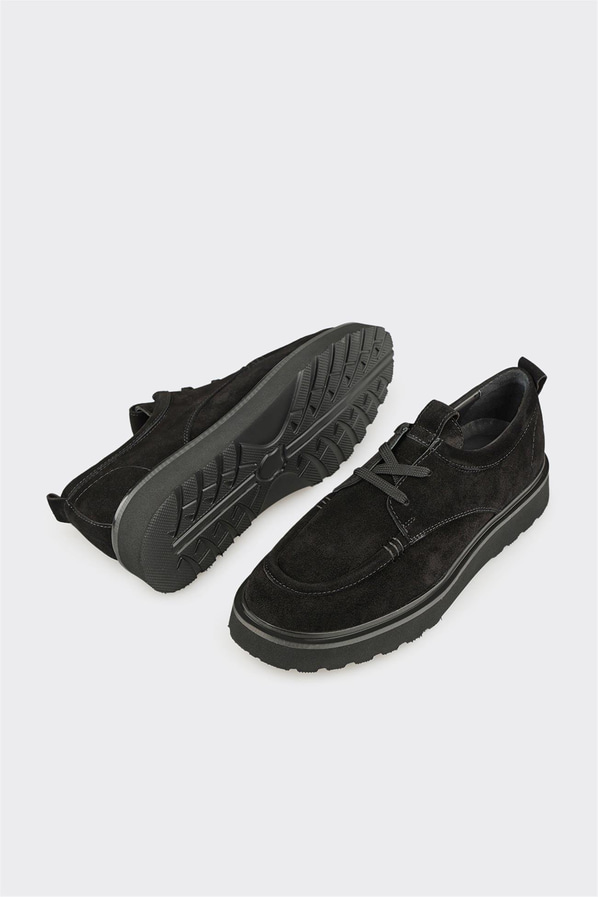 Siyah Deri Erkek Günlük Ayakkabı