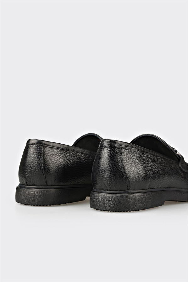 Siyah deri erkek günlük ayakkabı, günlük kullanım için - Elle Shoes