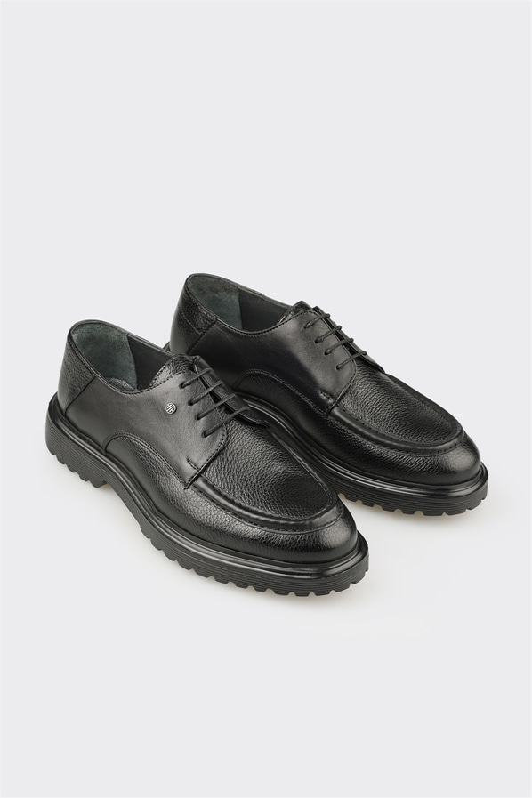 Siyah deri erkek günlük ayakkabı, günlük kullanım için - Elle Shoes