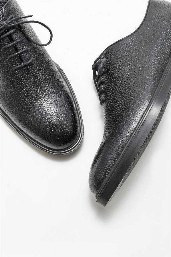 Siyah deri erkek günlük ayakkabı, günlük kullanım için - Elle Shoes