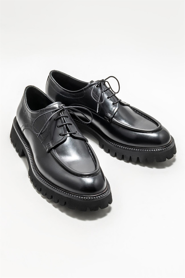 Siyah deri erkek günlük ayakkabı, günlük kullanım için - Elle Shoes