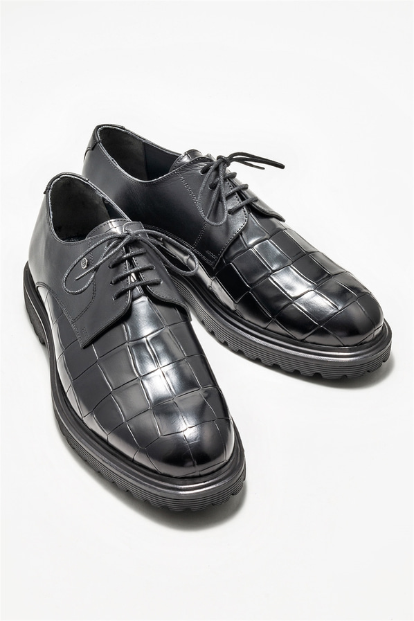 Siyah deri erkek günlük ayakkabı, günlük kullanım için - Elle Shoes